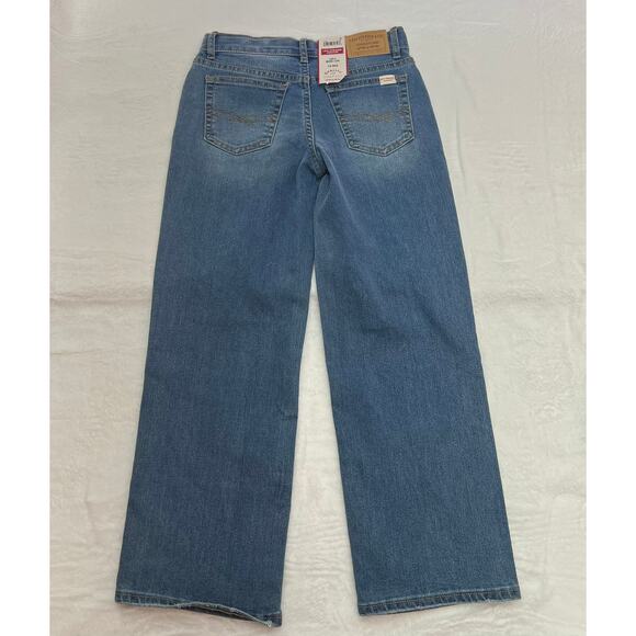 Levi Strauss Signature Girl's Wide Leg Denim Jeans Sz 10 2-Way Adjustable Waist - Picture 2 of 7